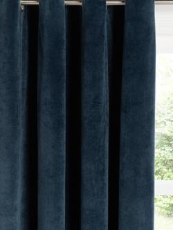 John Lewis Velvet Pair Lined Eyelet Curtains, Navy