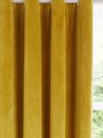 John Lewis Velvet Pair Lined Eyelet Curtains, Gold