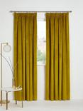 John Lewis Velvet Pair Lined Pencil Pleat Curtains, Gold