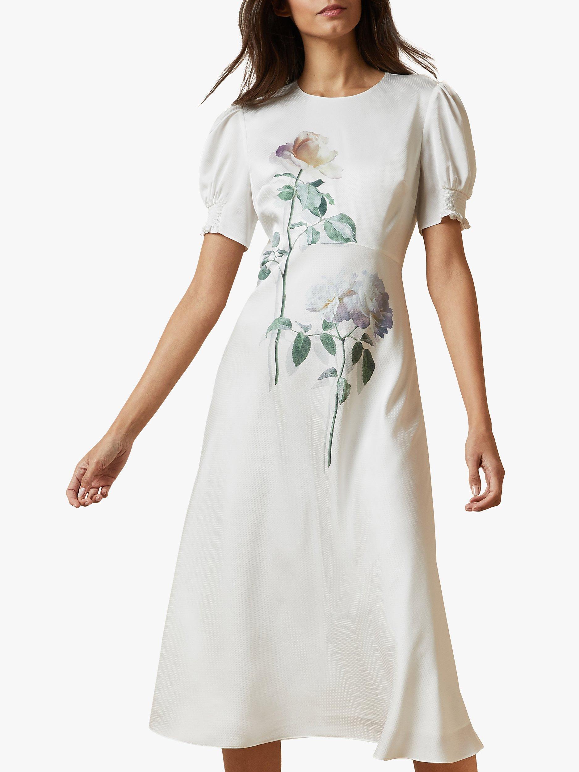 Ted Baker Fleu Floral Midi Dress, Ivory/Multi