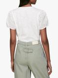 Whistles Broderie Puff Sleeve T-Shirt, White