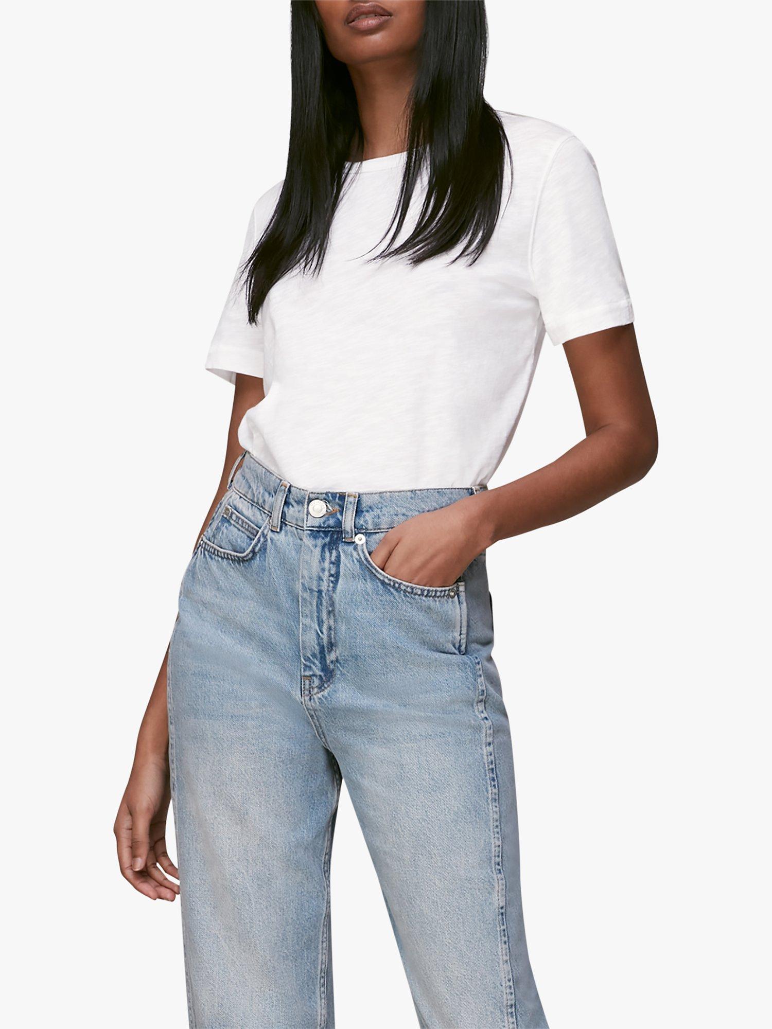 Product image 1 of 4, which shows Whistles Emily Ultimate Short Sleeve T-Shirt, White, XS
