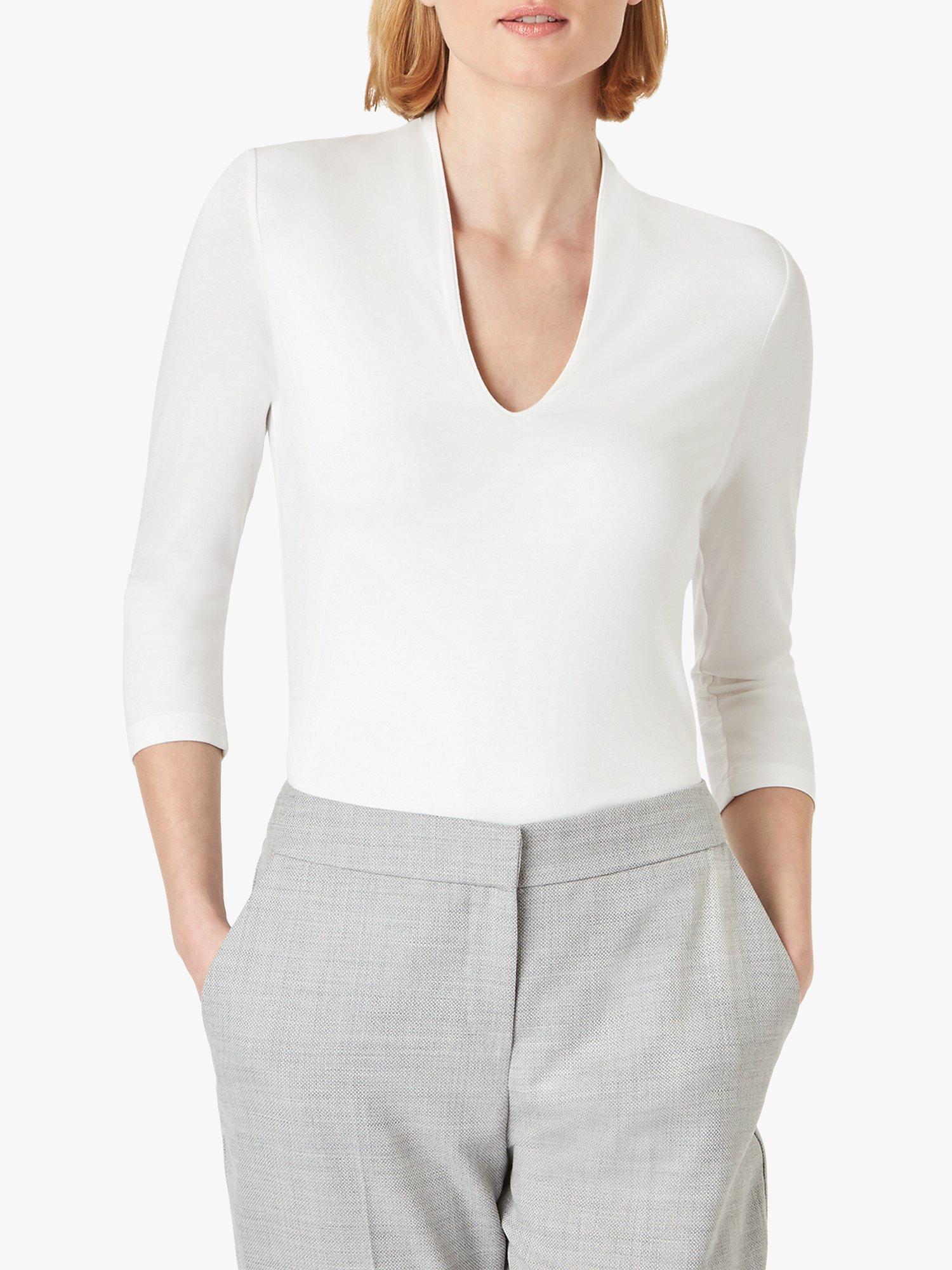 Product image 3 of 4, which shows Hobbs Aimee Stretch Top, Ivory, XS