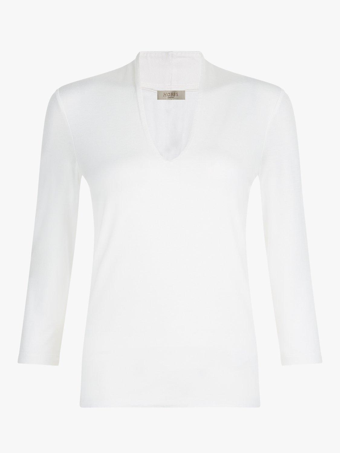 Product image 4 of 4, which shows Hobbs Aimee Stretch Top, Ivory, XS