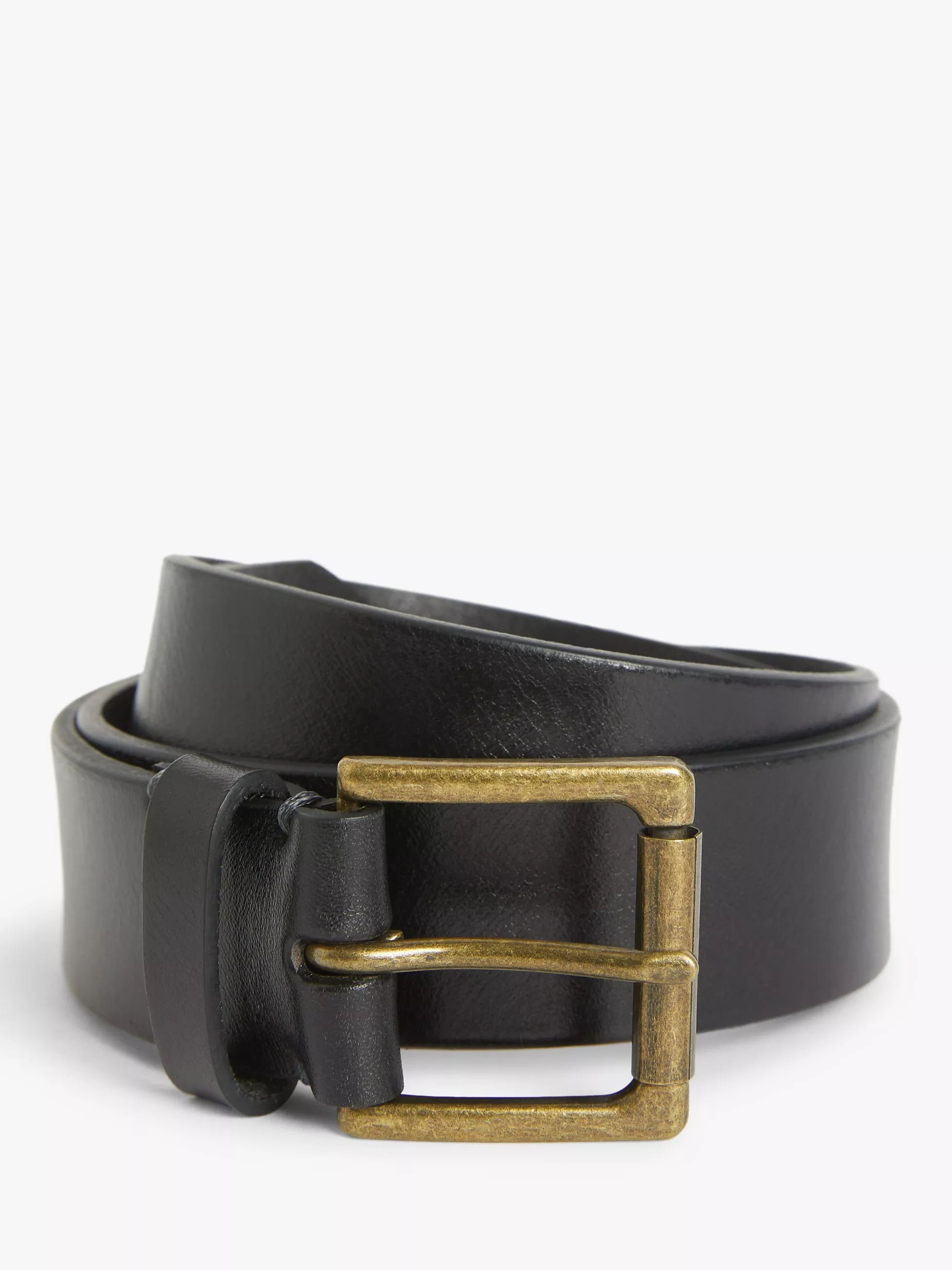 John Lewis 35mm Roller Buckle Leather Belt Black