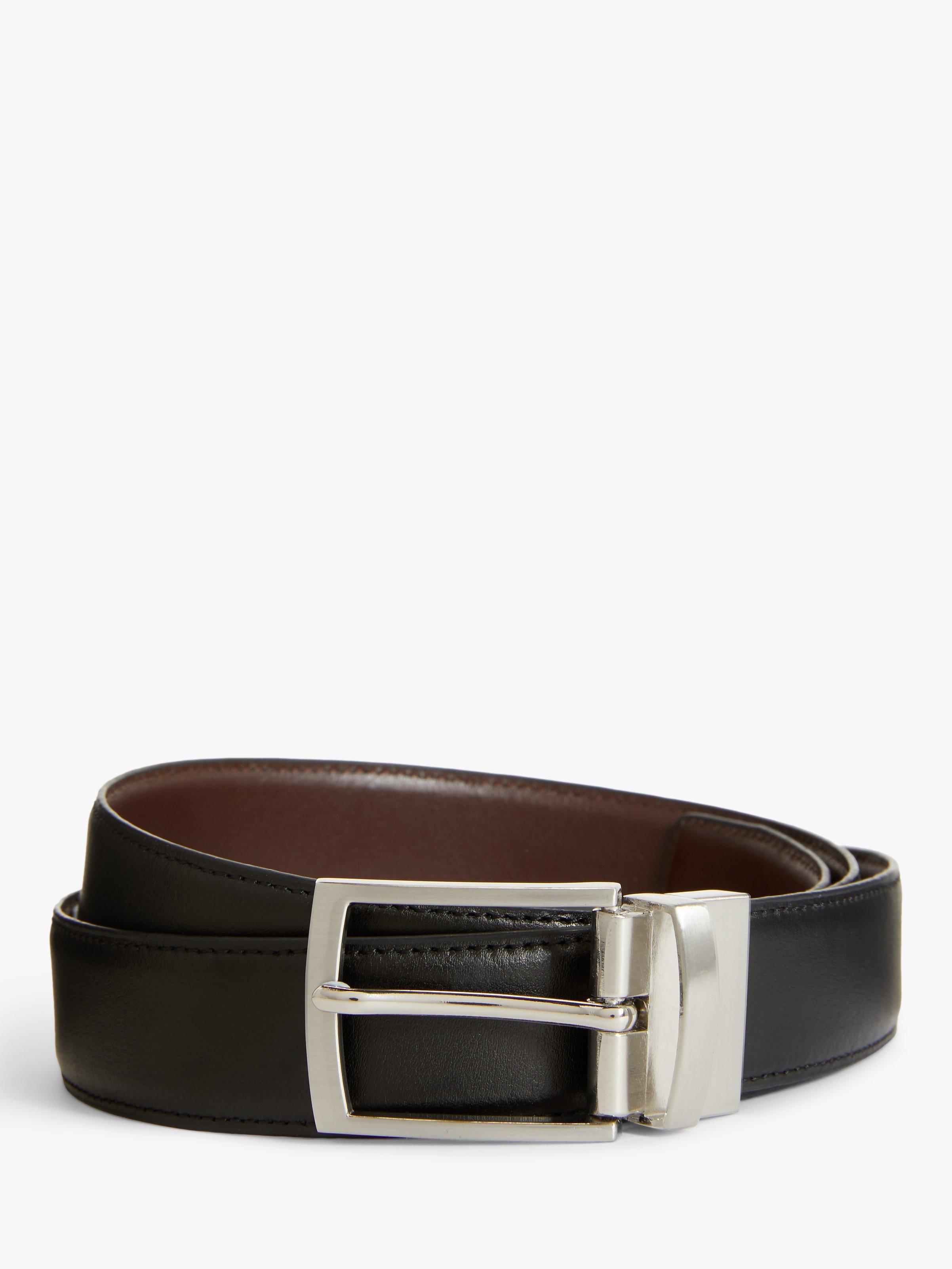 John Lewis 35mm Reversible Leather Belt, Black/Brown, S