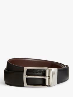 John Lewis 30mm Reversible Leather Belt, Black/Brown, Black/Brown