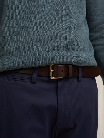 John Lewis 35mm Roller Buckle Leather Belt - view 2, Brown