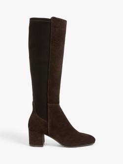John Lewis Sadie Suede Knee High Boots, Brown