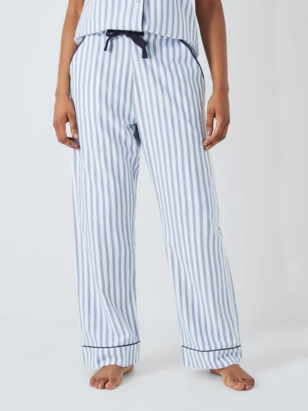 John Lewis Luna Stripe Pyjama Bottoms, White/Blue
