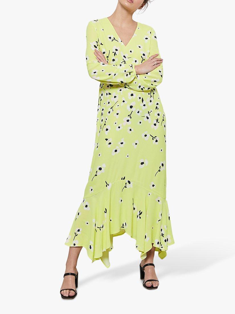 Mint Velvet Juliet Floral Print Midi Dress, Yellow/Multi