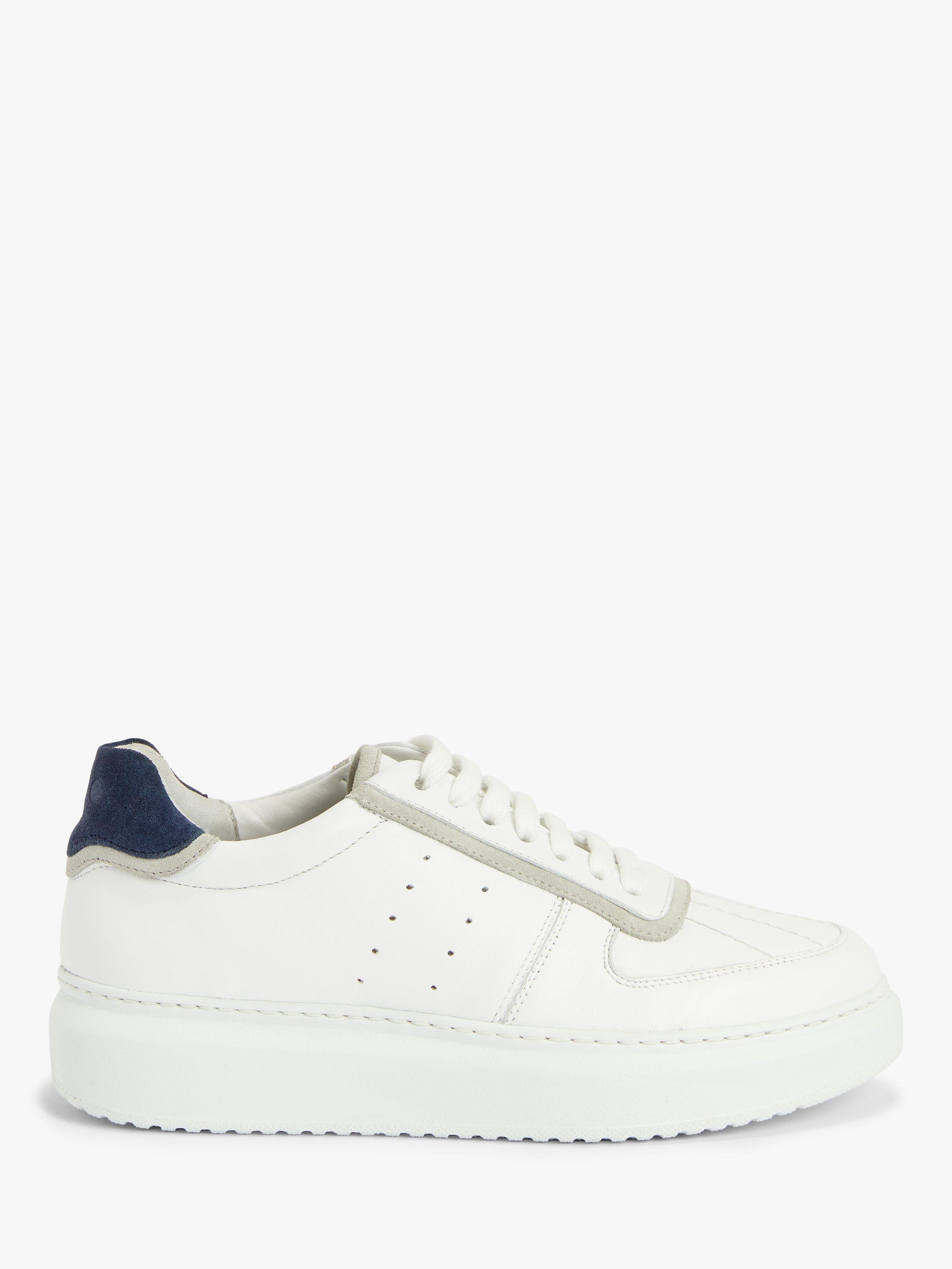 Kin Elton Leather Stitch Detail Flatform Trainers, White