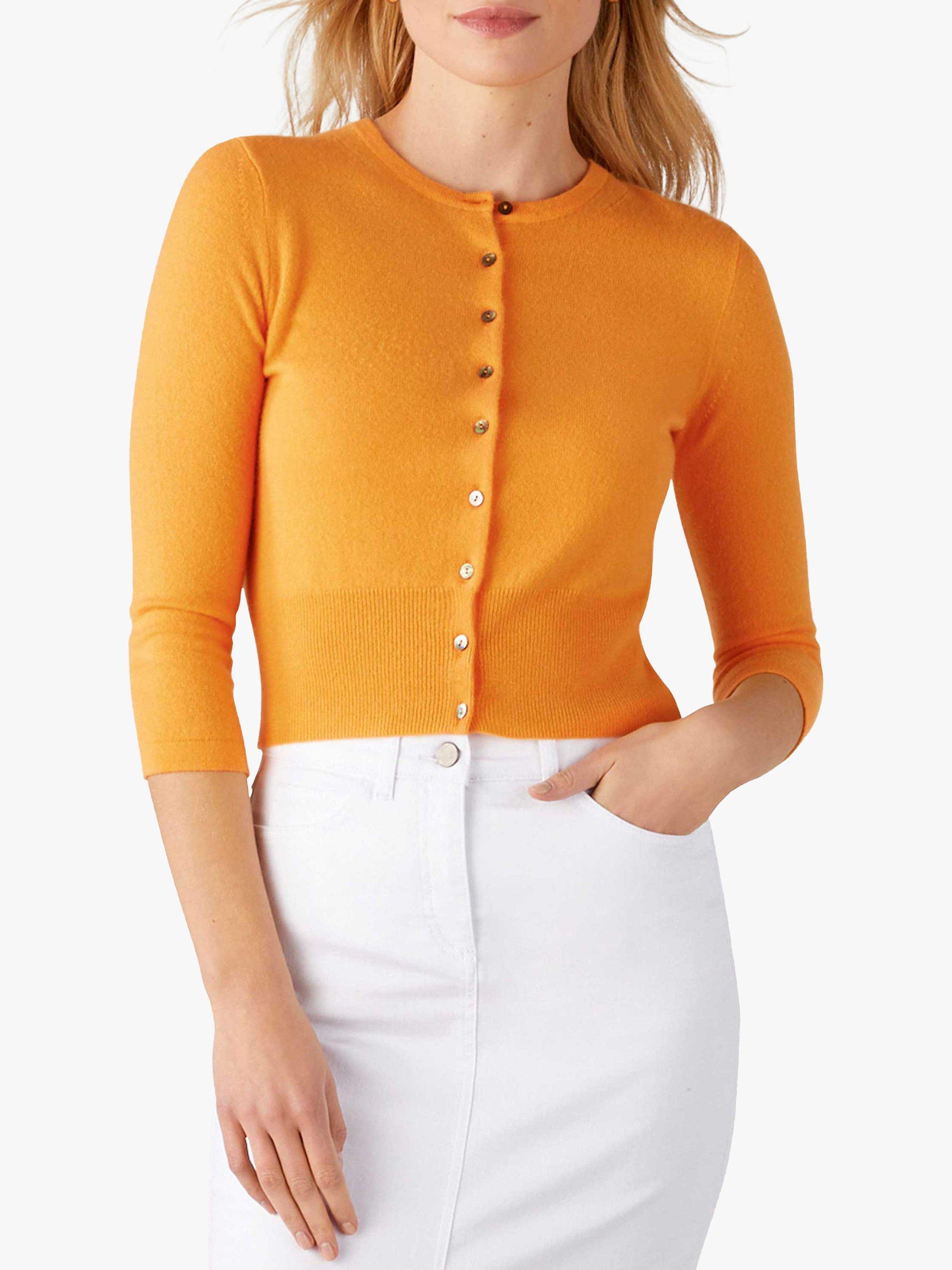 Product image 1 of 4, which shows Pure Collection Cashmere Boyfriend Cardigan, Apricot, 8