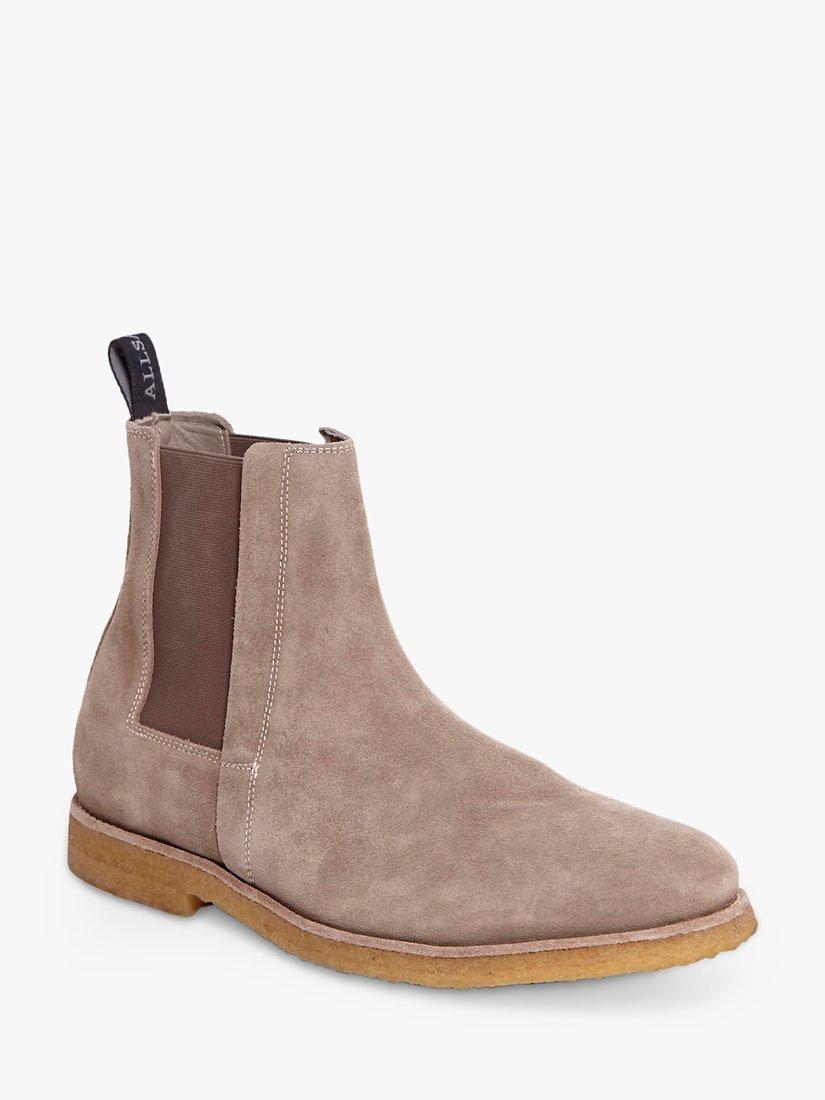Product image 1 of 6, which shows AllSaints Rhett Suede Chelsea Boots, Taupe, 10