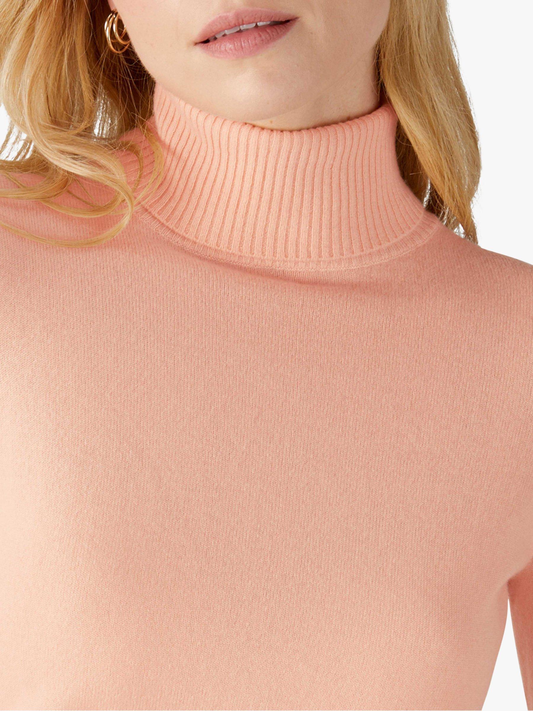 Product image 3 of 3, which shows Pure Collection Cashmere Cropped Polo Neck Sweater, Peach Blush, 8