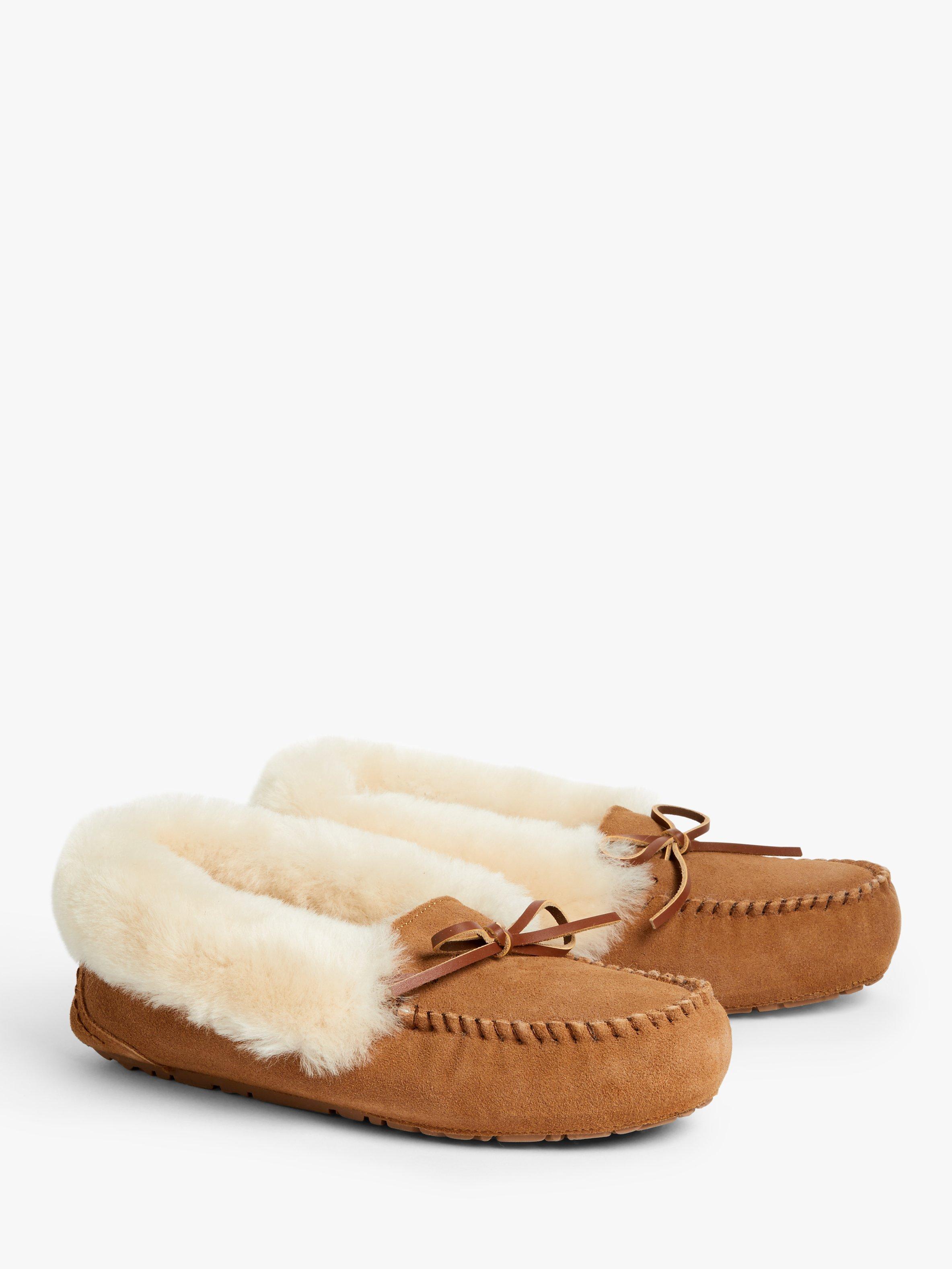 Product image 2 of 4, which shows John Lewis Sheepskin Moccasin Slippers, Chestnut, 3
