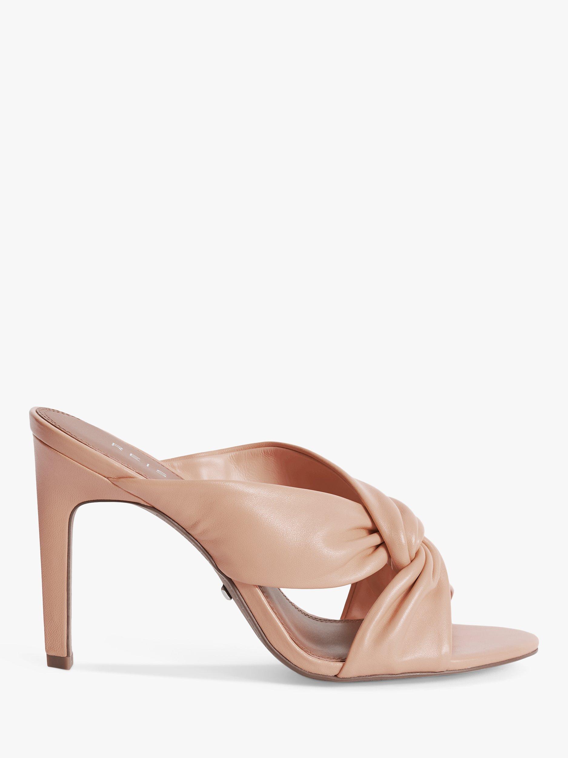 Reiss Ella Leather Twist Front Heeled Mules