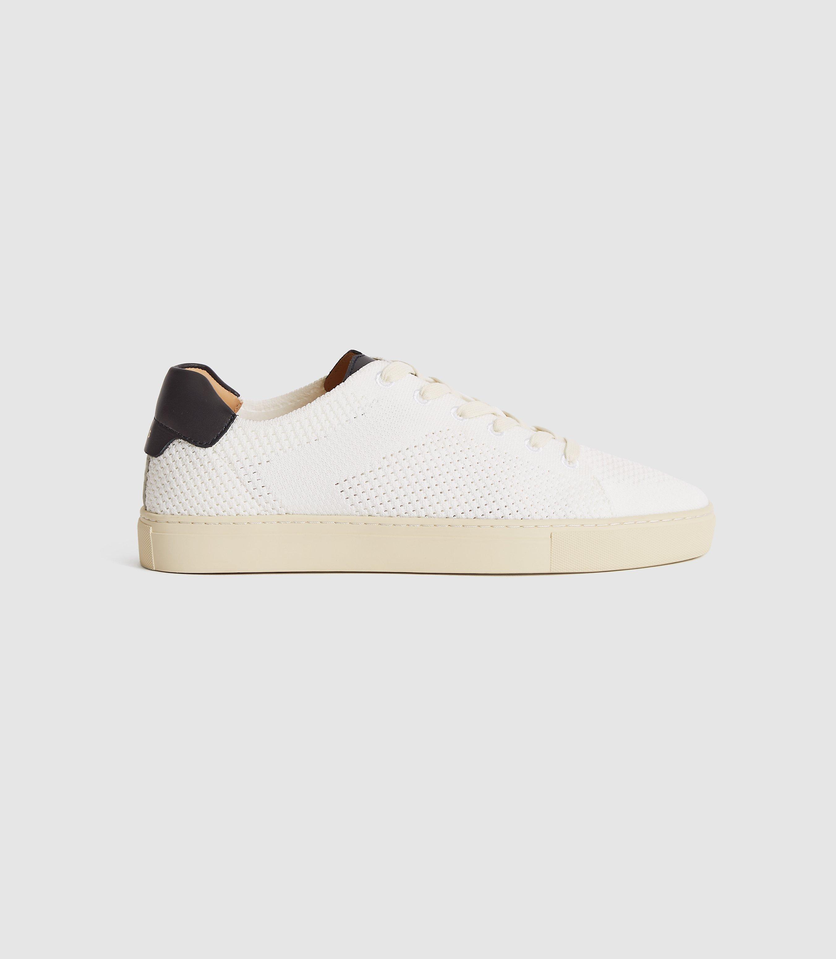 Reiss Brackley Knitted Trainers, White/Navy