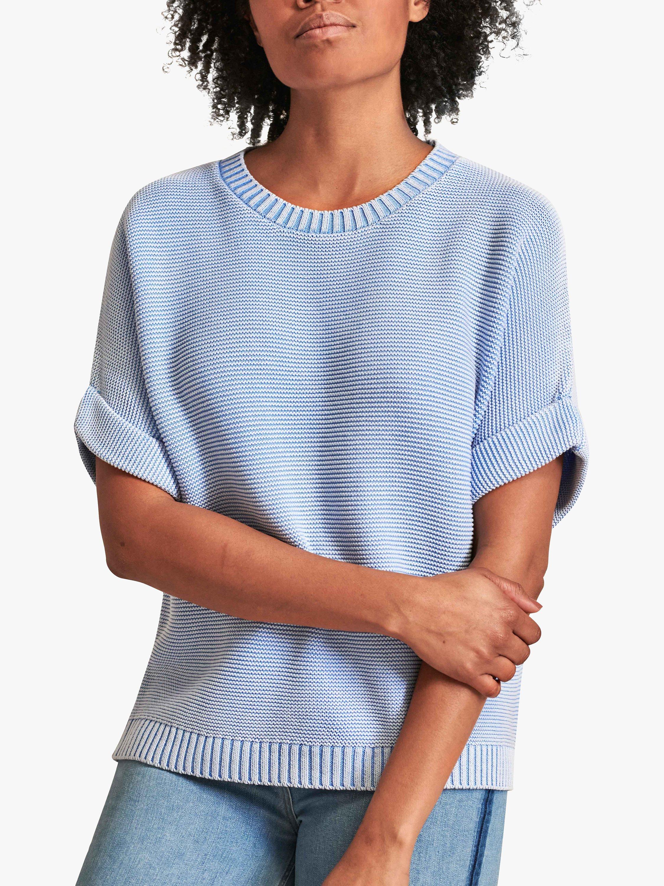 Product image 1 of 3, which shows Pure Collection Textured Cotton T-Shirt, Bluebell, 8