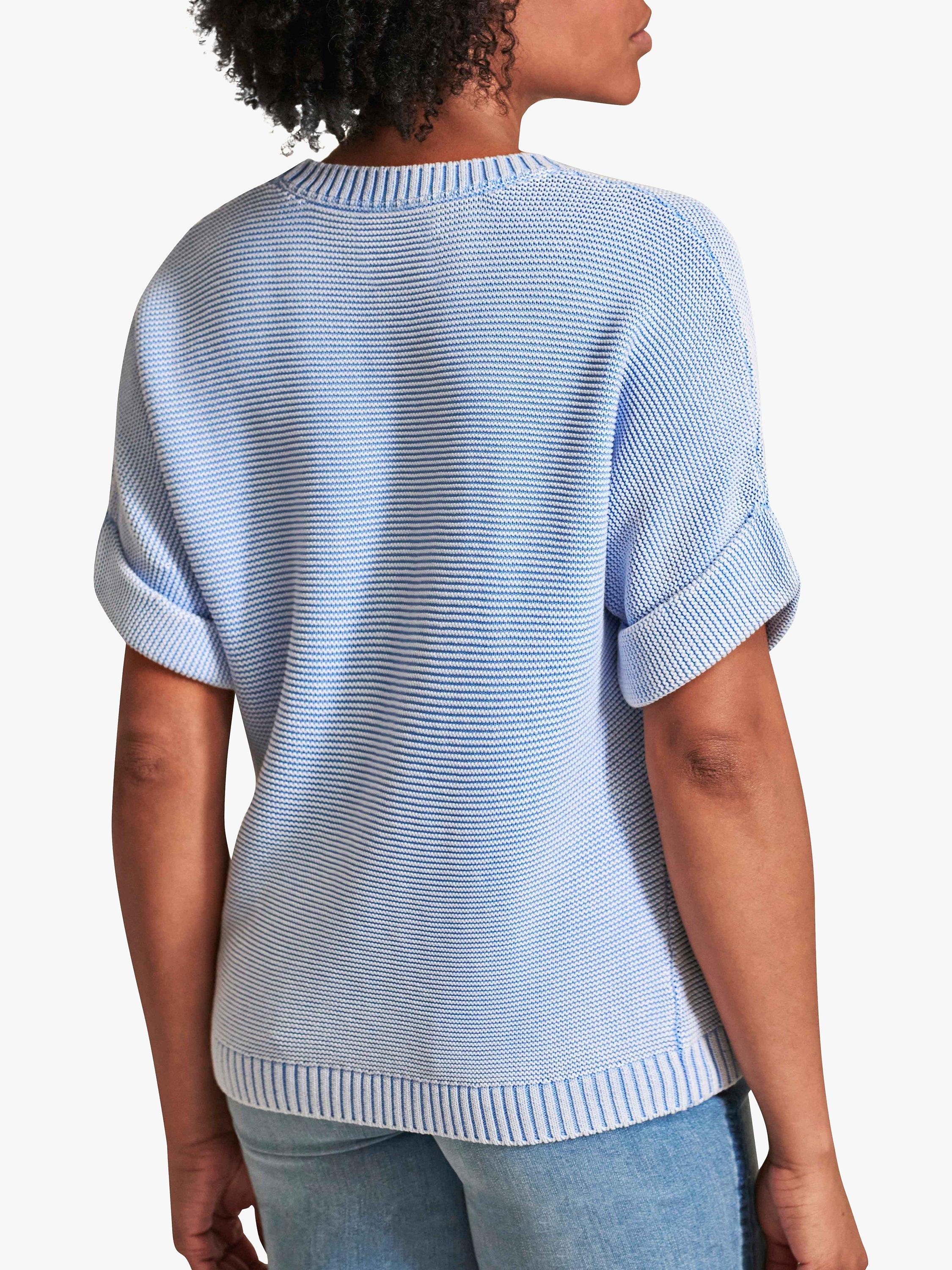 Product image 2 of 3, which shows Pure Collection Textured Cotton T-Shirt, Bluebell, 8