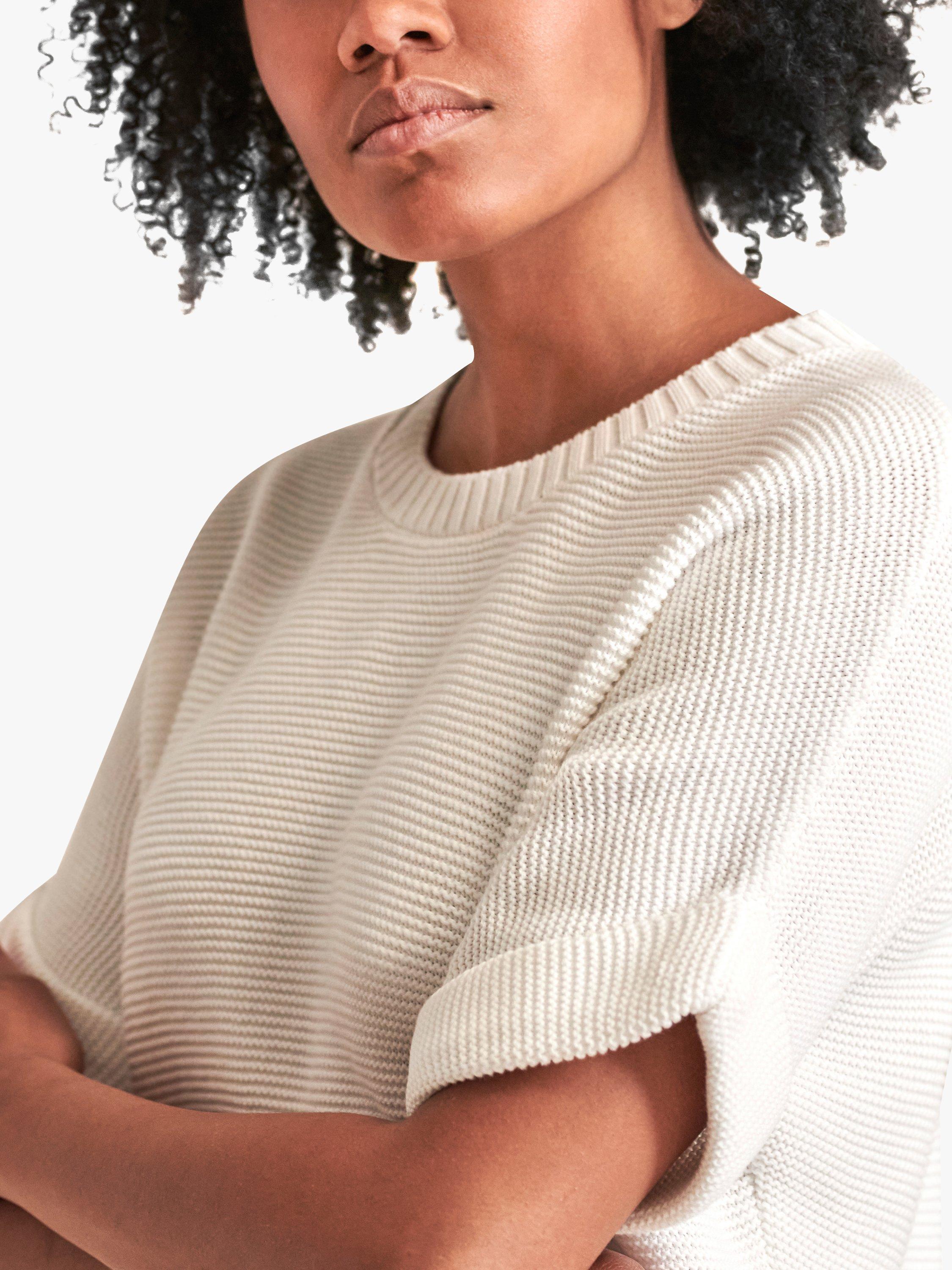 Product image 3 of 3, which shows Pure Collection Textured Cotton T-Shirt, White, 8