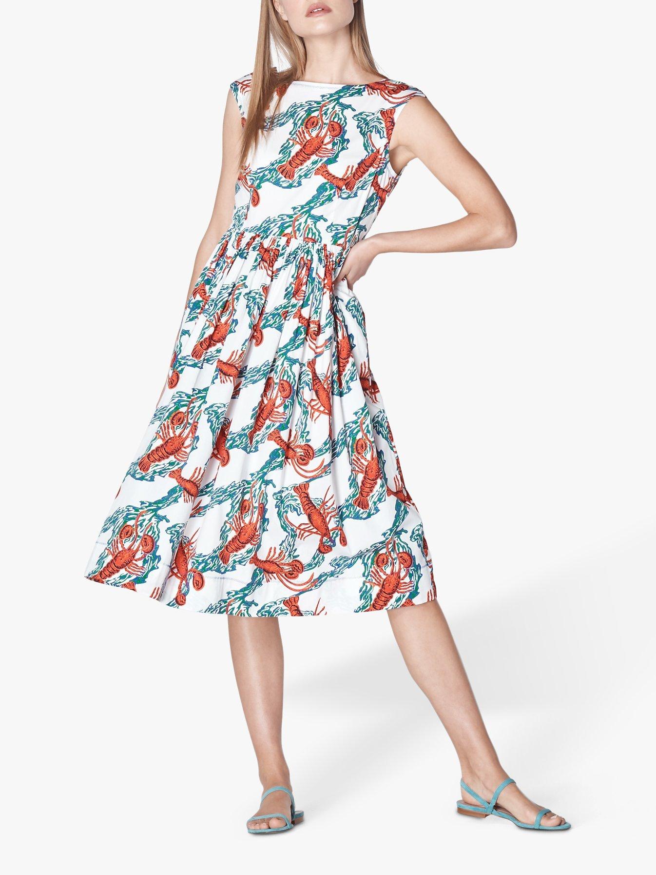 L.K.Bennett Issie Lobster Print Cotton Sun Dress, White