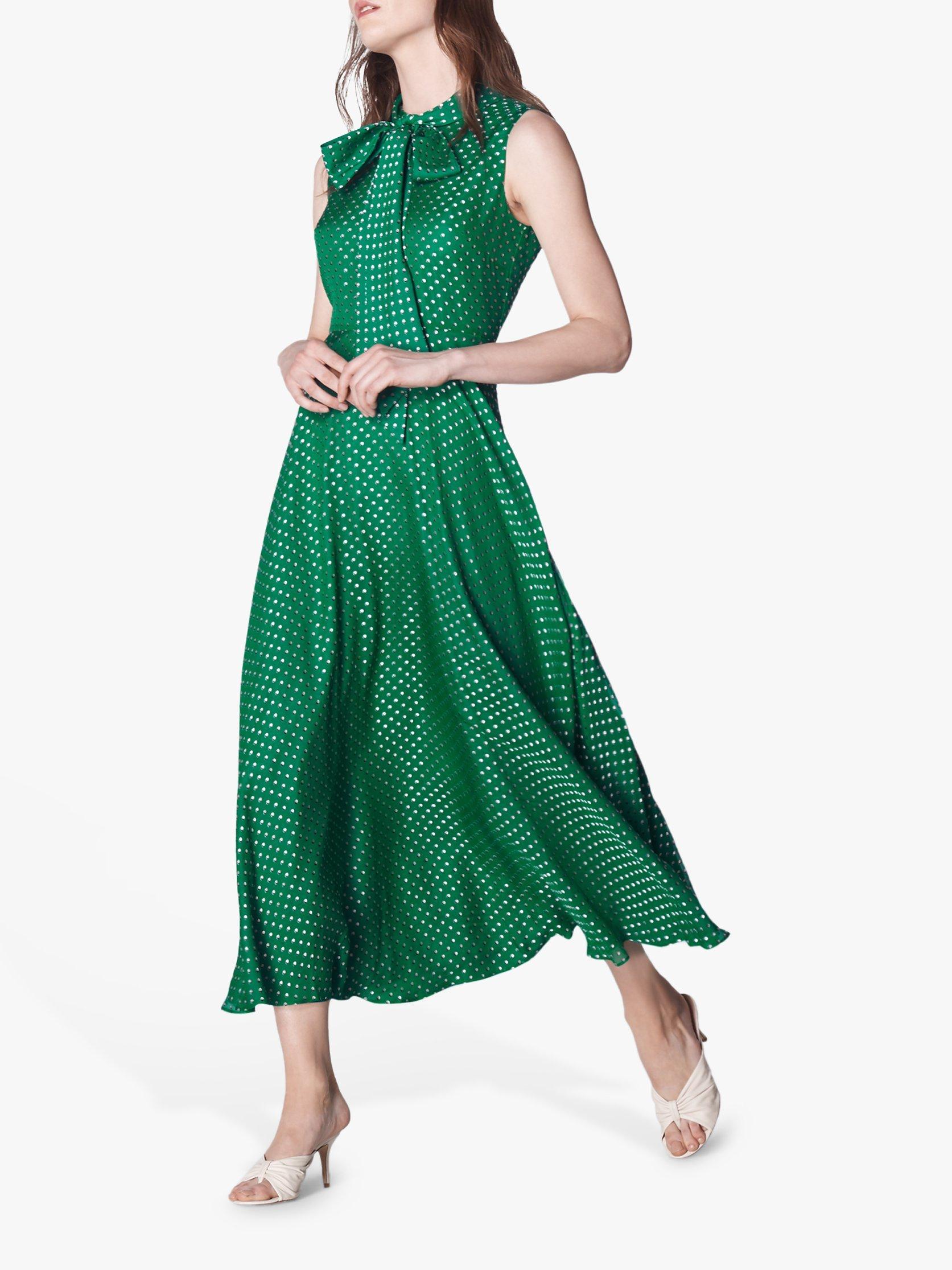 L.K.Bennett Connie Spot Midi Dress, Emerald Green