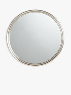 John Lewis Ribbed Round Wall Mirror, Silver, 70cm