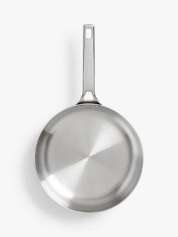 John Lewis 5-Ply Thermacore Stainless Steel Uncoated Frying Pan, Silver