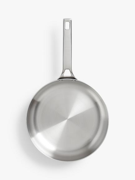 John Lewis 5-Ply Thermacore Stainless Steel Uncoated Frying Pan, Silver