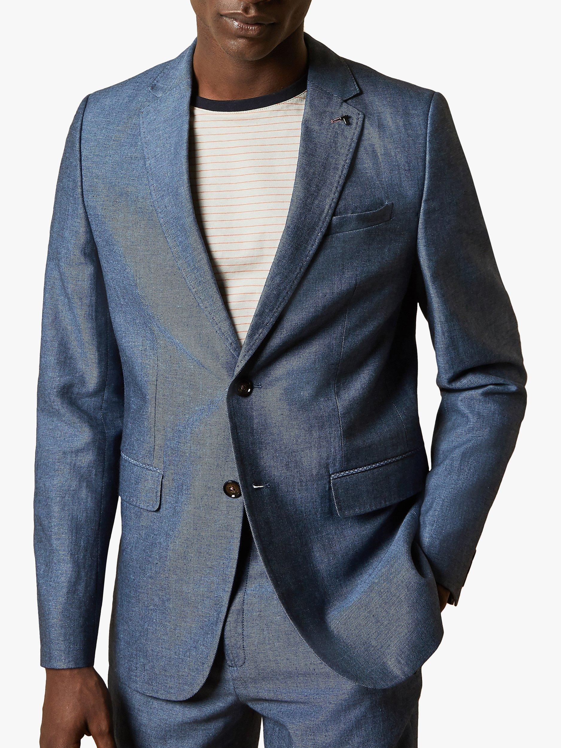 Ted Baker Hoop Linen Blend Blazer, Blue