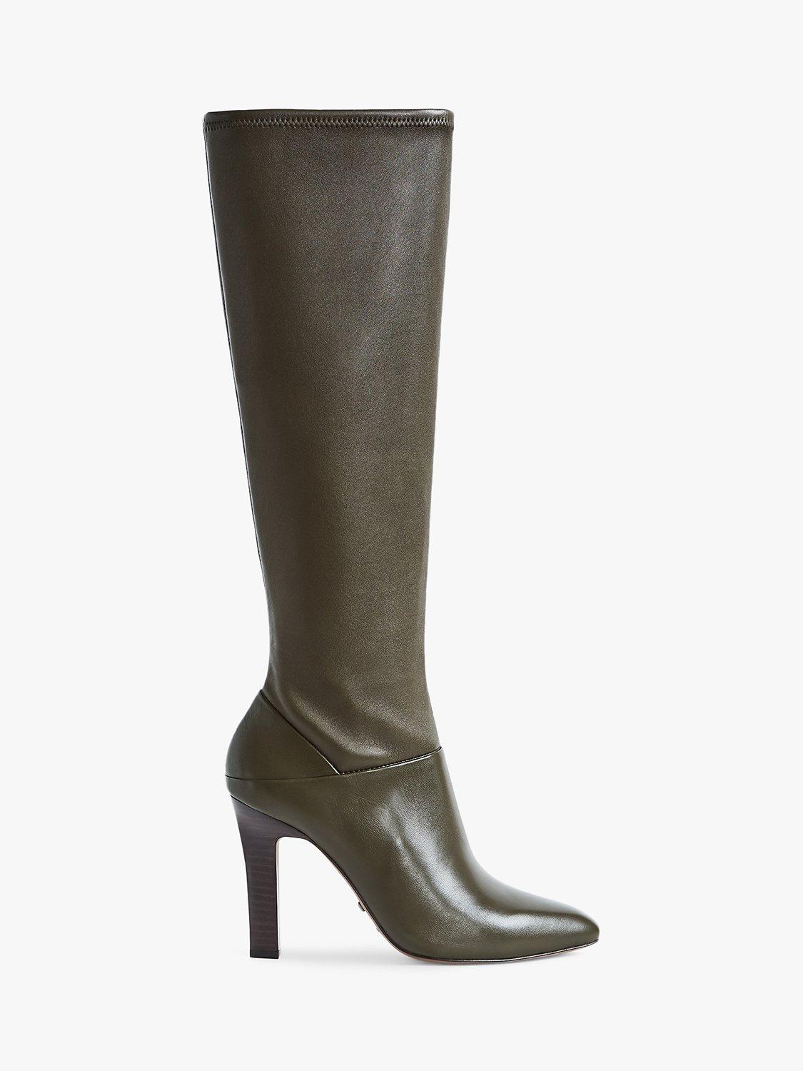 Reiss Cressida Leather Knee High Boots, Camo