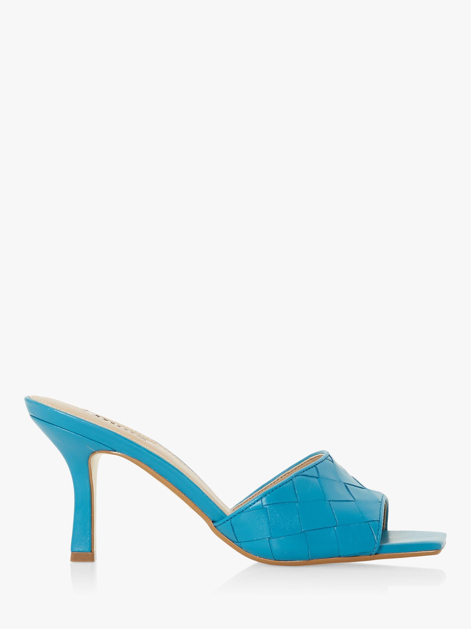 Dune Montreal Woven Square Toe Heeled Mule Sandals, Blue