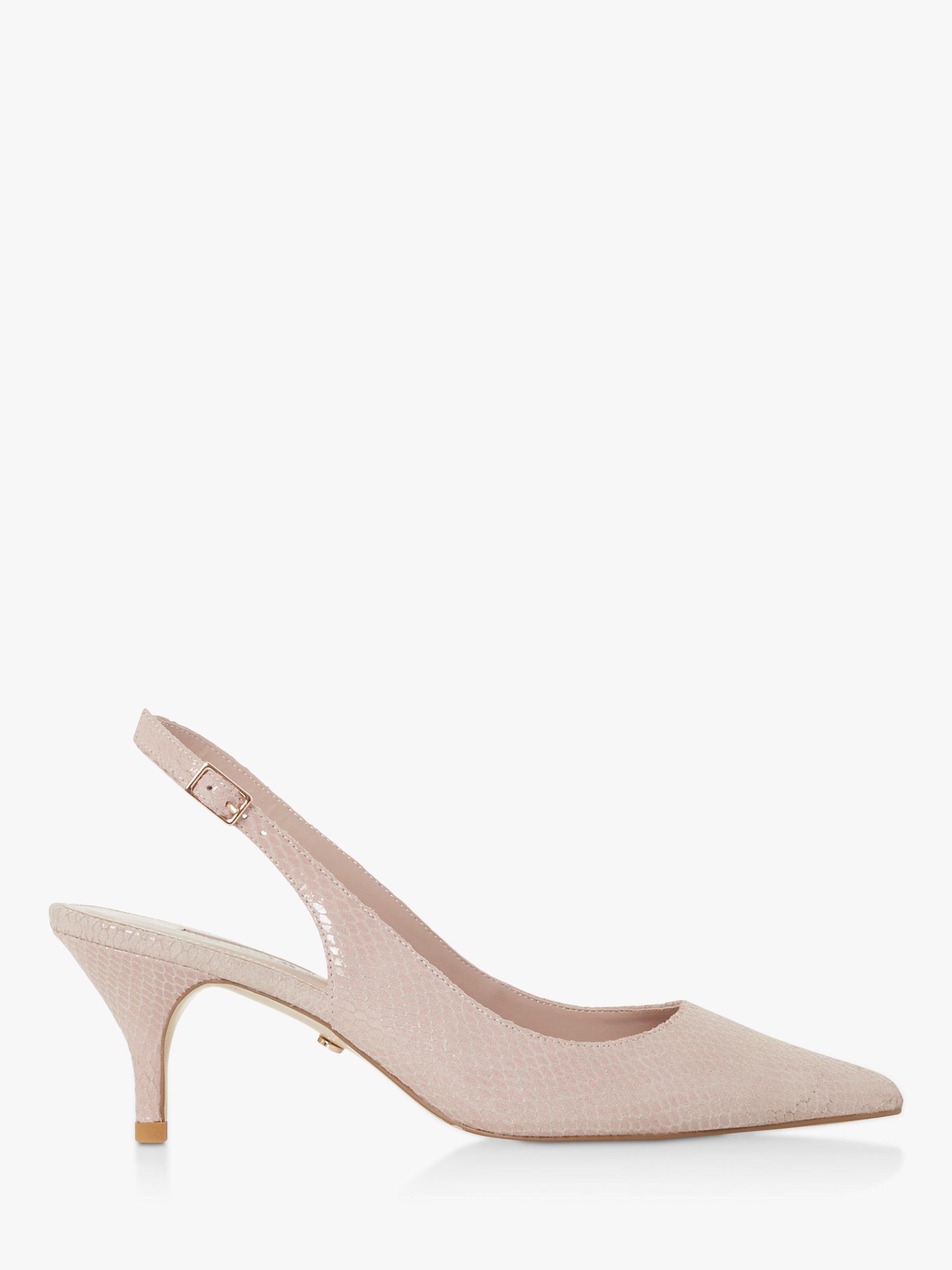 Dune Carmilla Leather Kitten Heel Slingback Court Shoes, Blush