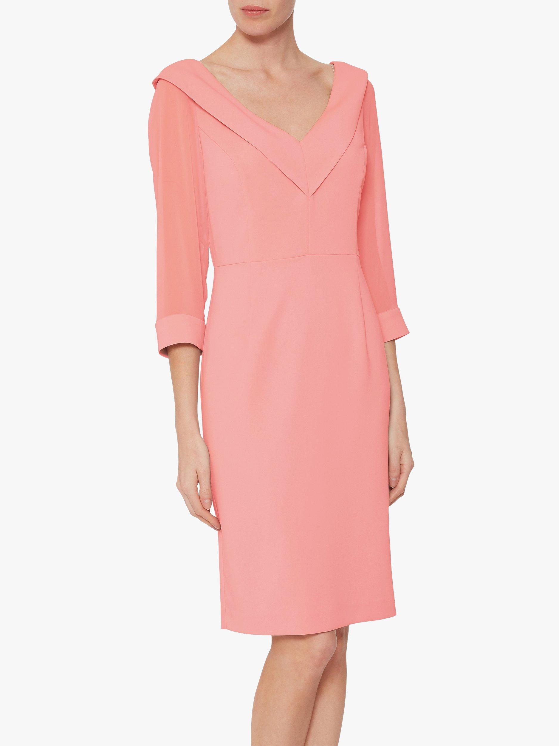 Gina Bacconi Cynthia Crepe And Chiffon Dress, Dahlia
