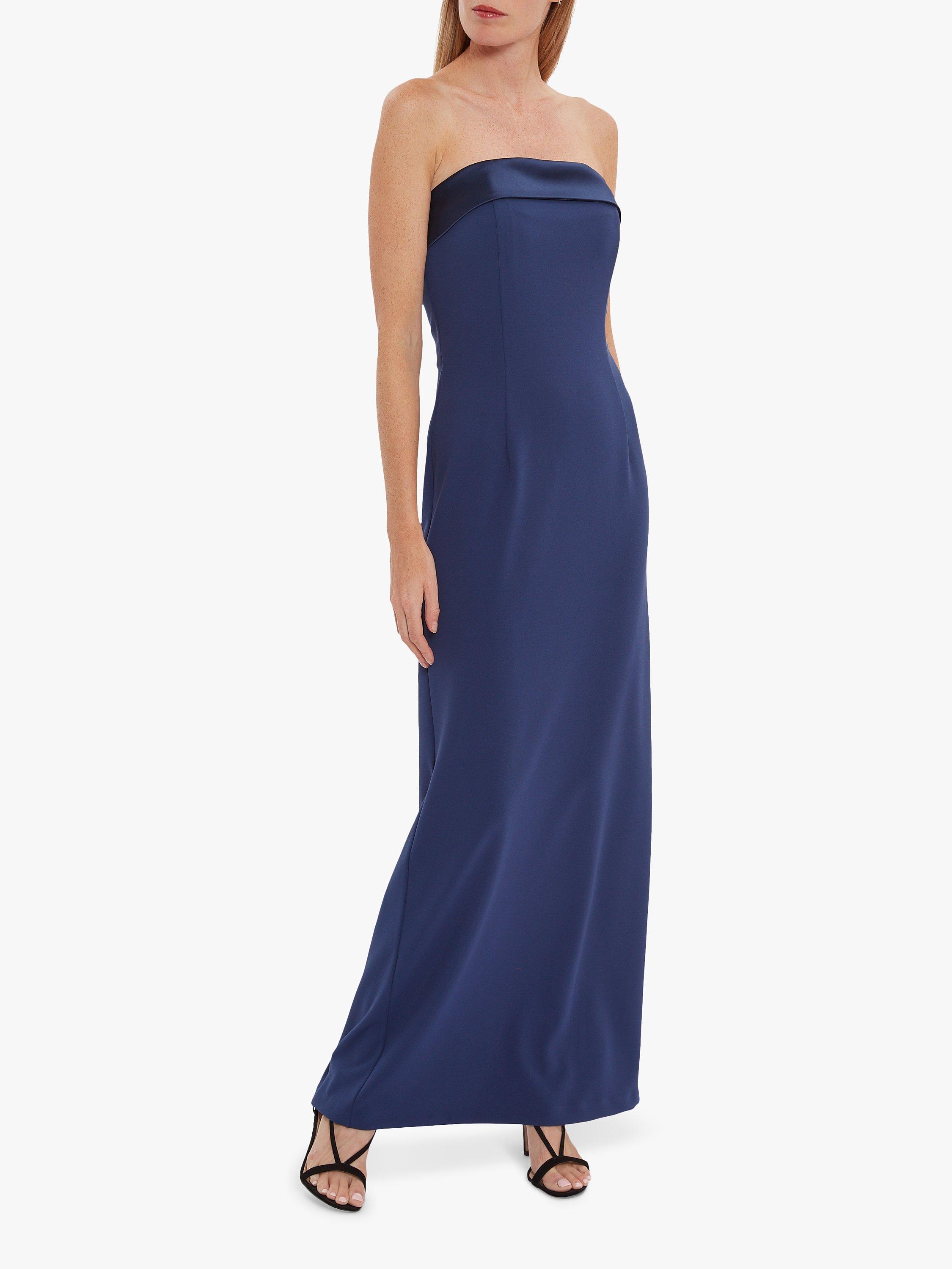 Gina Bacconi Maria Crepe and Satin Maxi Dress, Midnight, 12