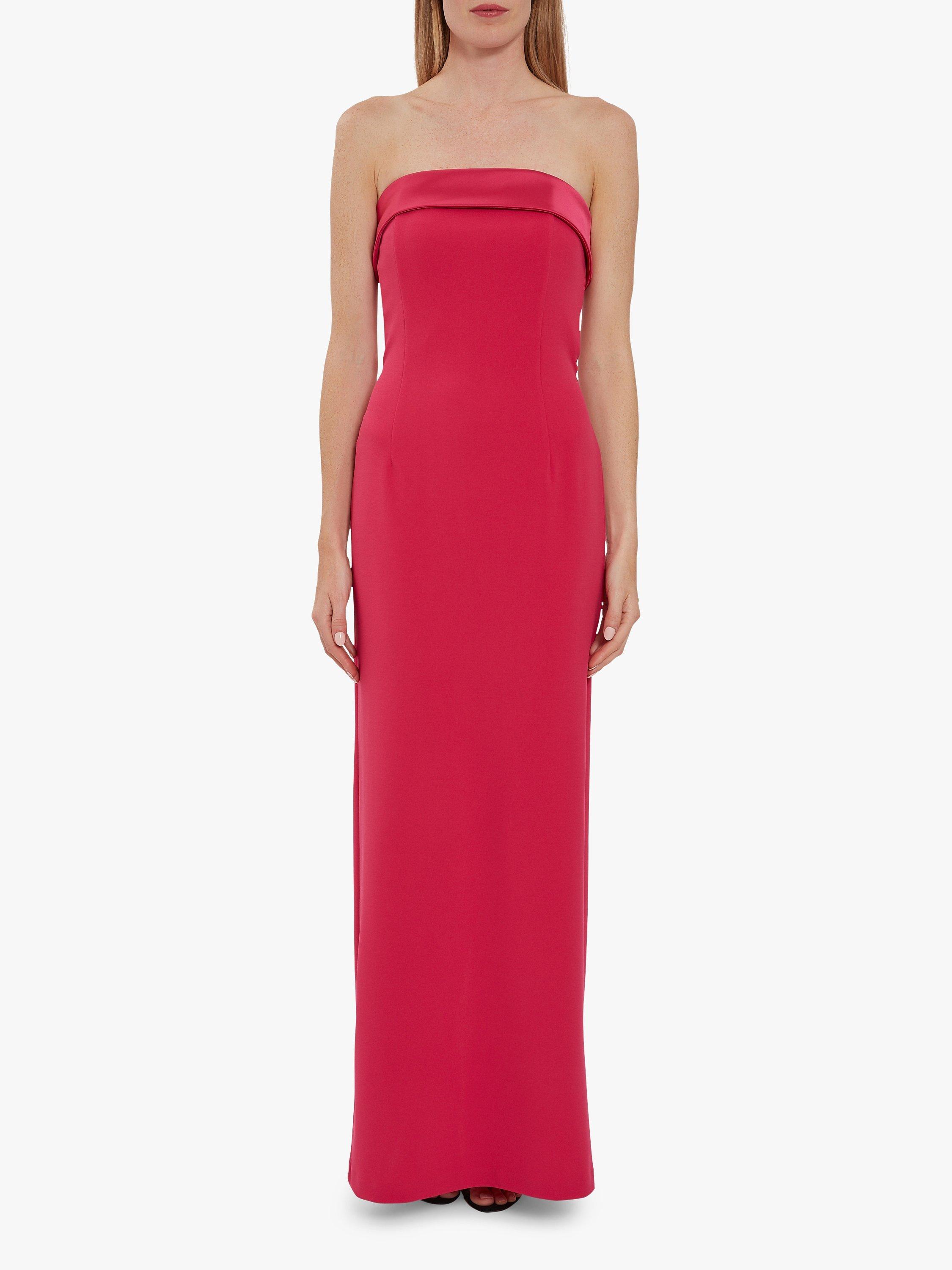 Gina Bacconi Maria Crepe and Satin Maxi Dress, Fuchsia, 20