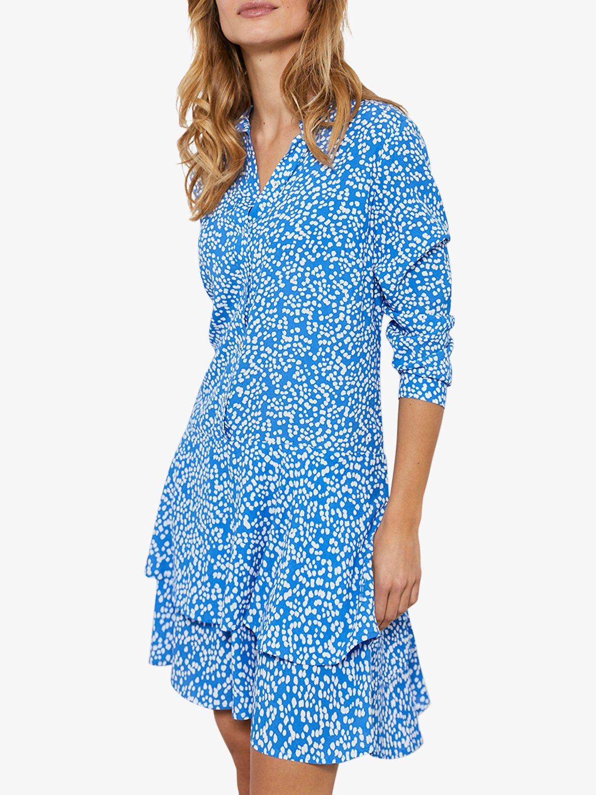Mint Velvet Verity Spot Mini Dress, Blue