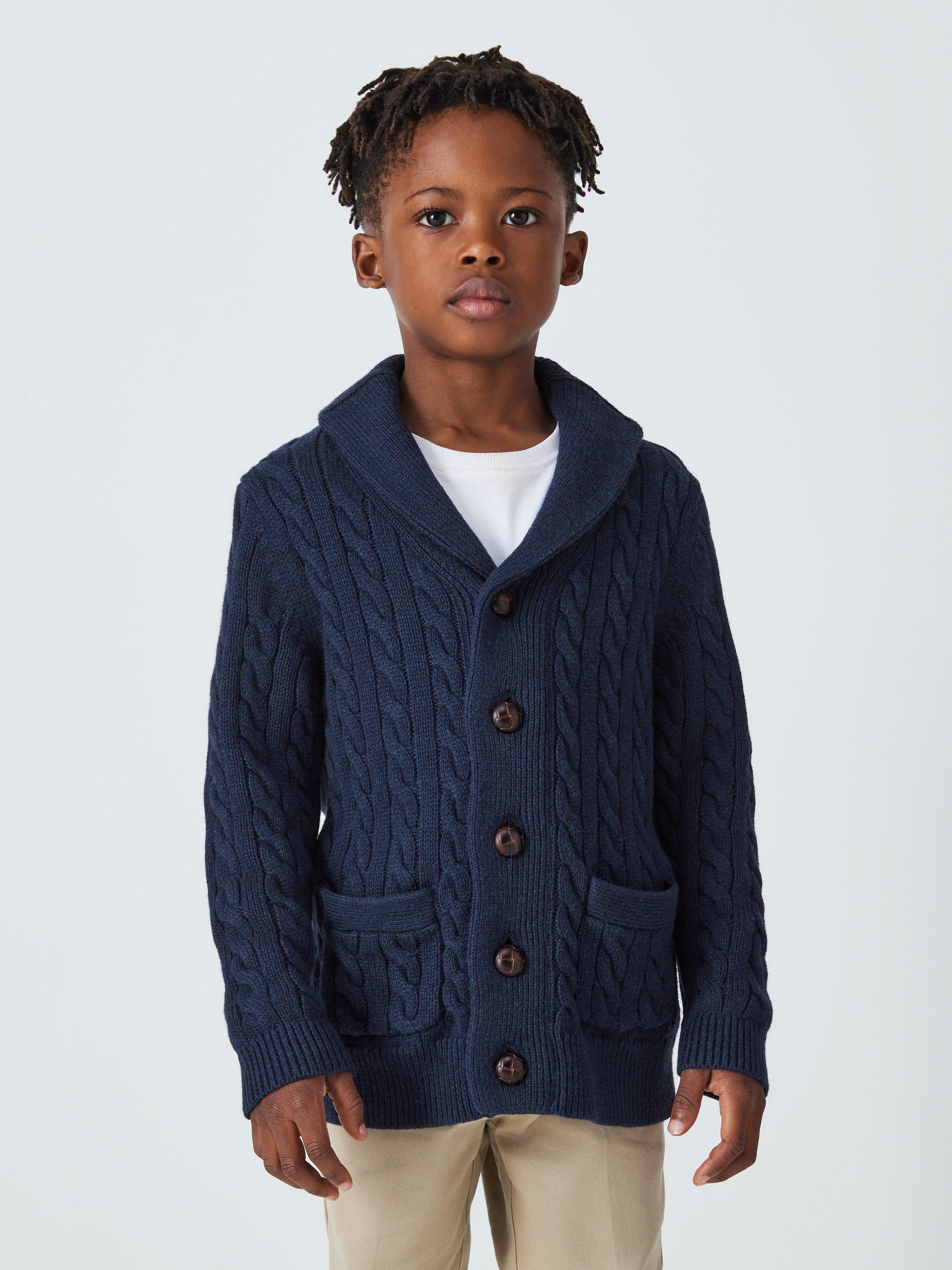 John Lewis Heirloom Collection Kids Shawl Cardigan Navy