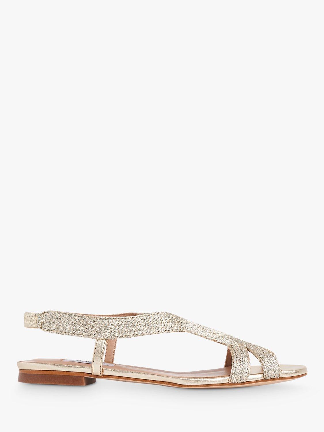 L.K.Bennett Renee Metallic Rope Flat Sandals Soft Gold