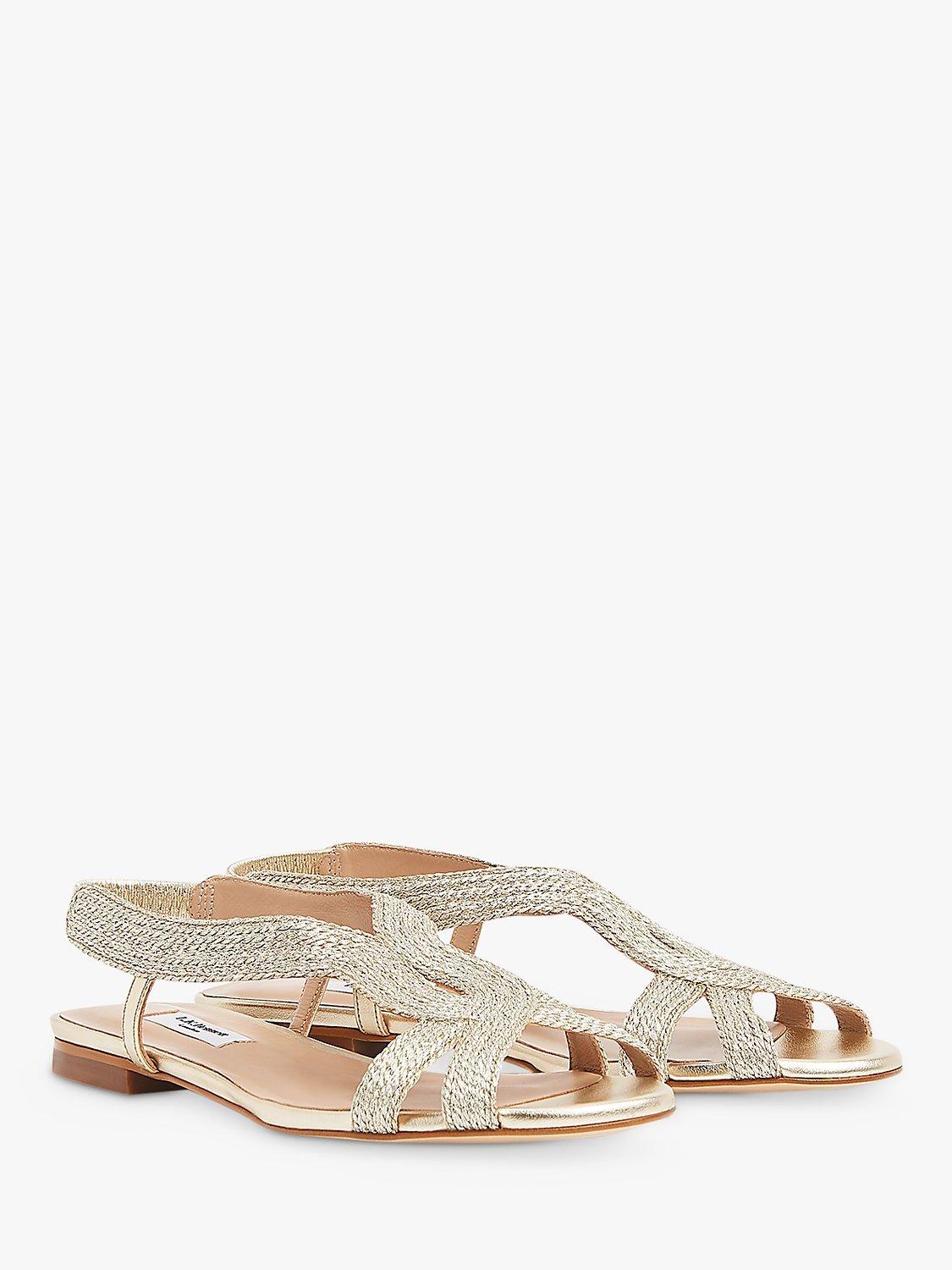 Product image 2 of 4, which shows L.K.Bennett Renee Metallic Rope Flat Sandals, Soft Gold, 2