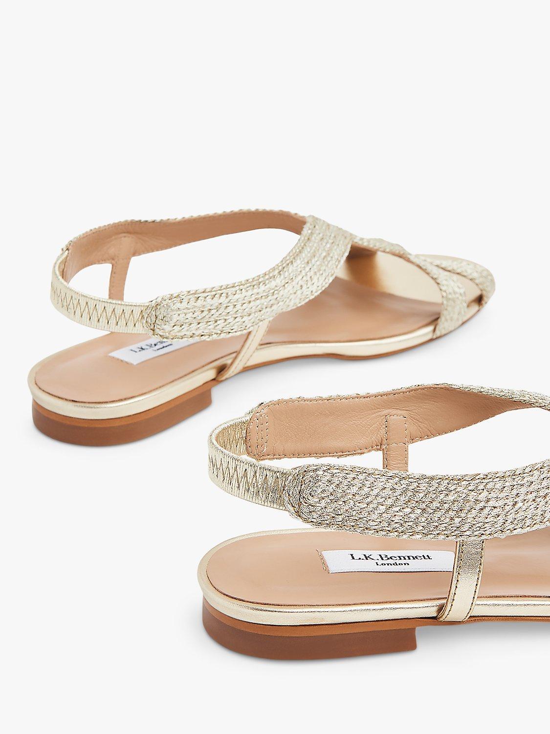 Product image 3 of 4, which shows L.K.Bennett Renee Metallic Rope Flat Sandals, Soft Gold, 2