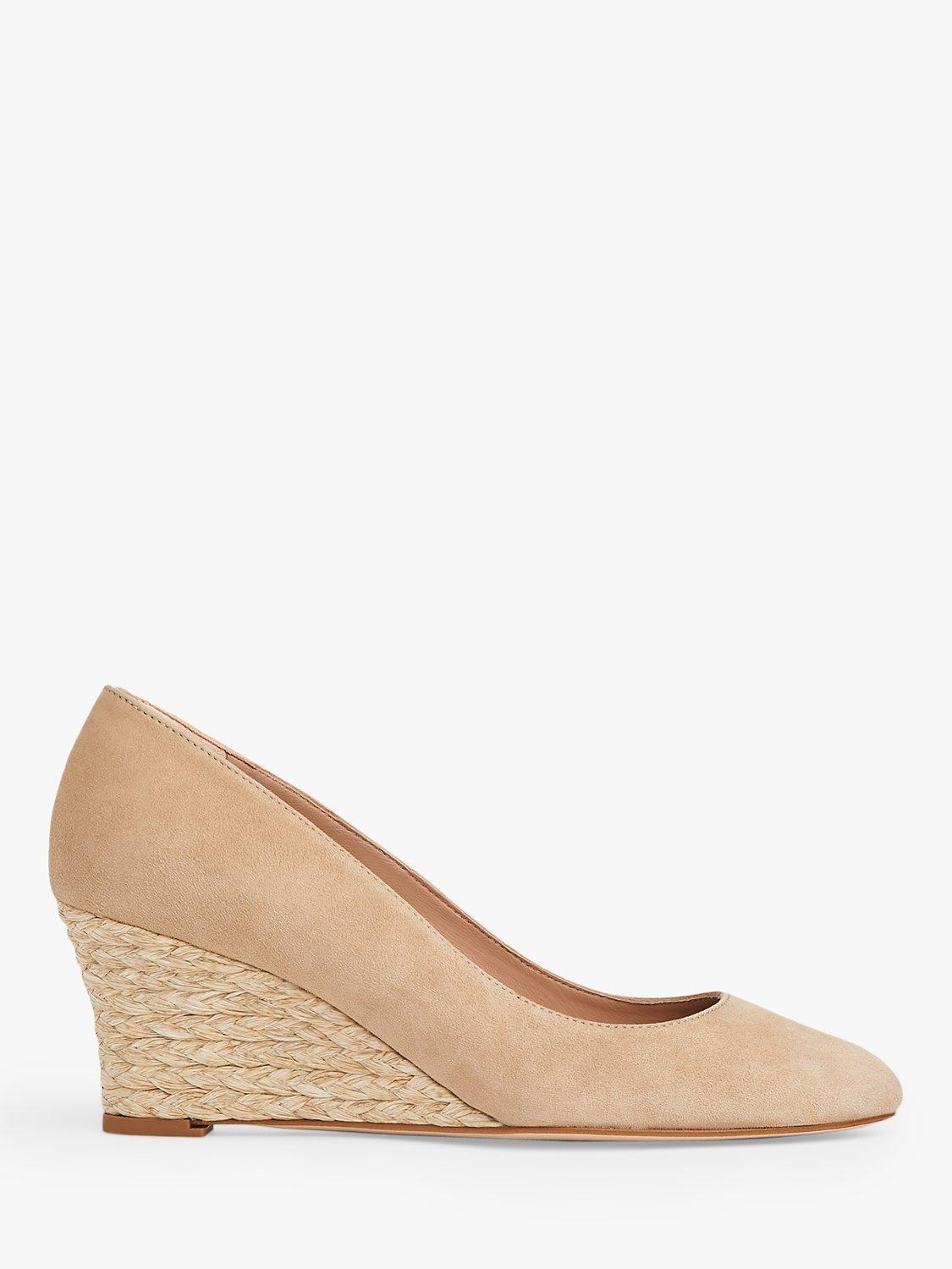 L.K.Bennett Eevi Leather Wedge Heel Court Shoes, Beige, 2