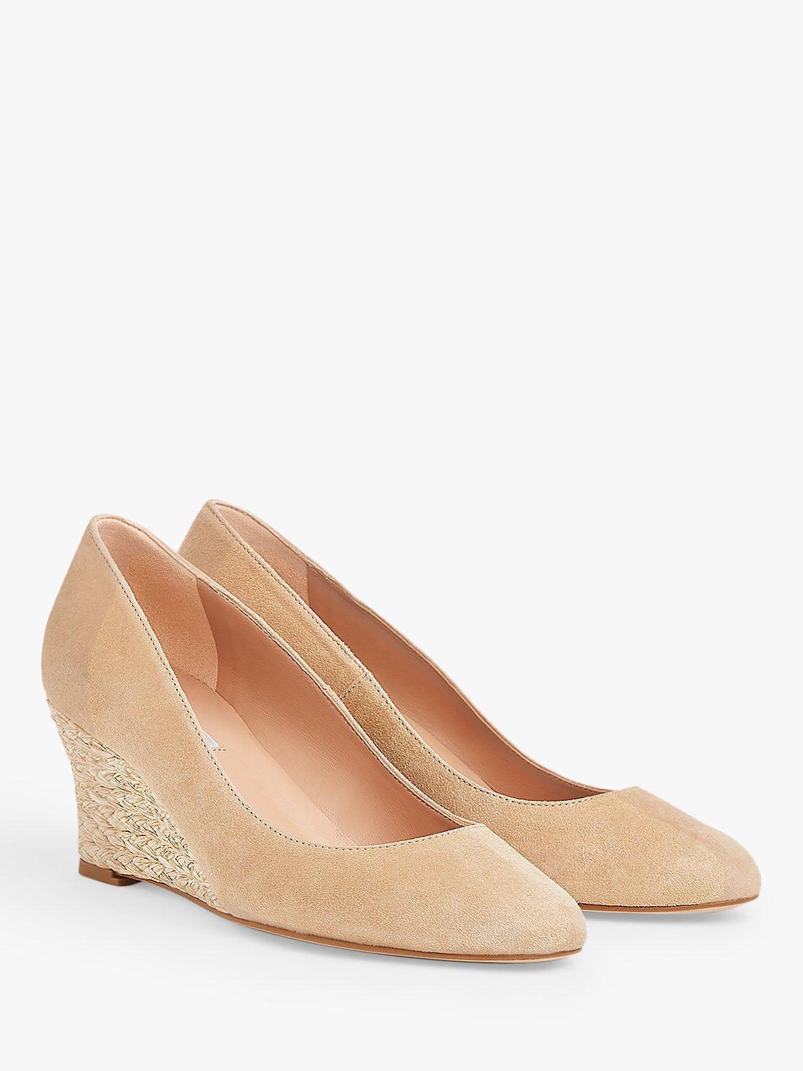 L.K.Bennett Eevi Leather Wedge Heel Court Shoes, Beige, 2