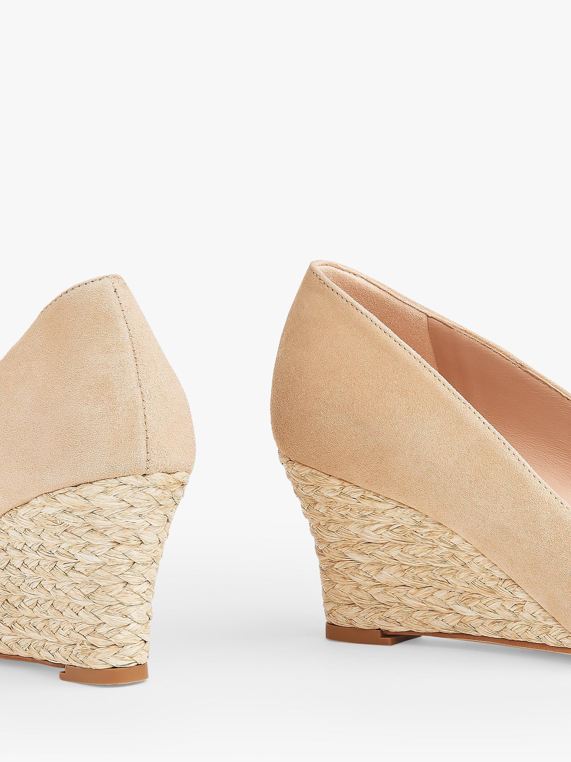 Product image 3 of 4, which shows L.K.Bennett Eevi Leather Wedge Heel Court Shoes, Beige, 2