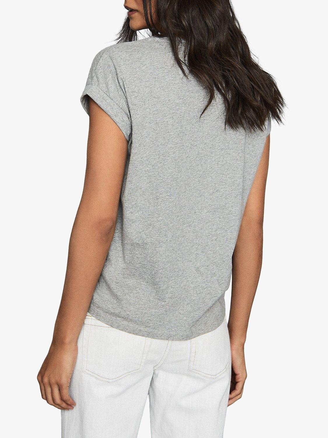 Product image 2 of 4, which shows Reiss Tereza Cotton Jersey T-Shirt, Grey Marl, XL