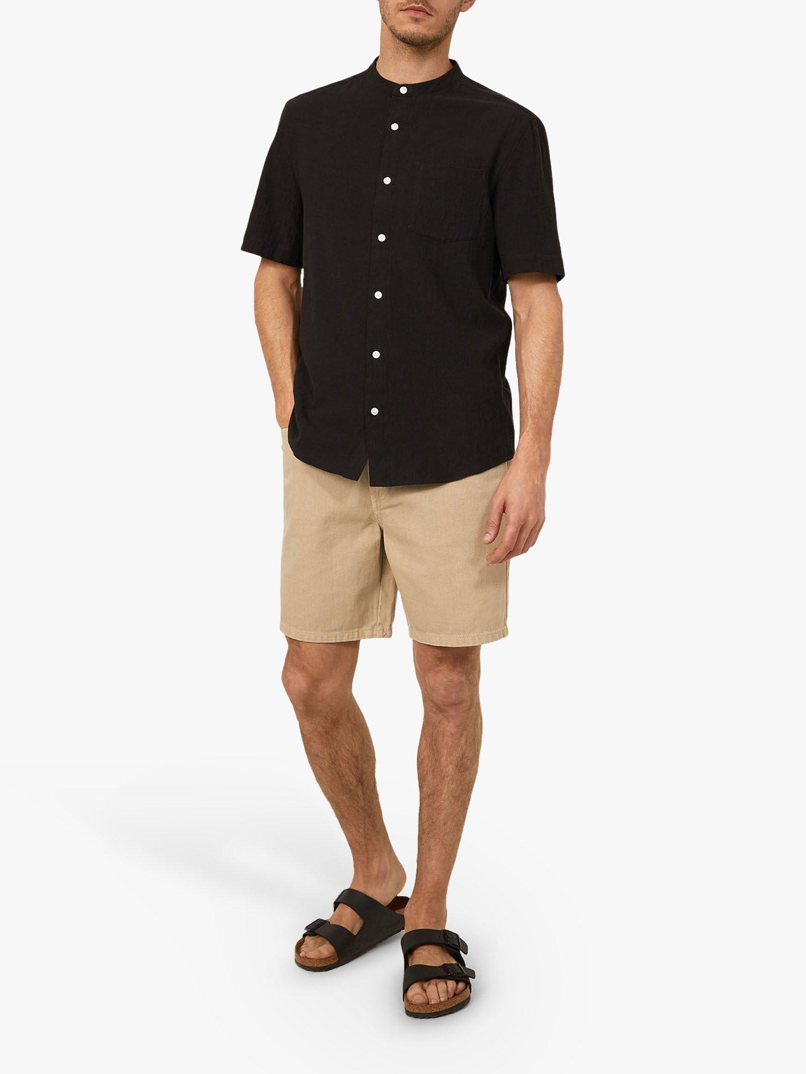 Product image 3 of 4, which shows Warehouse Organic Cotton Grandad Collar Shirt, Black, S