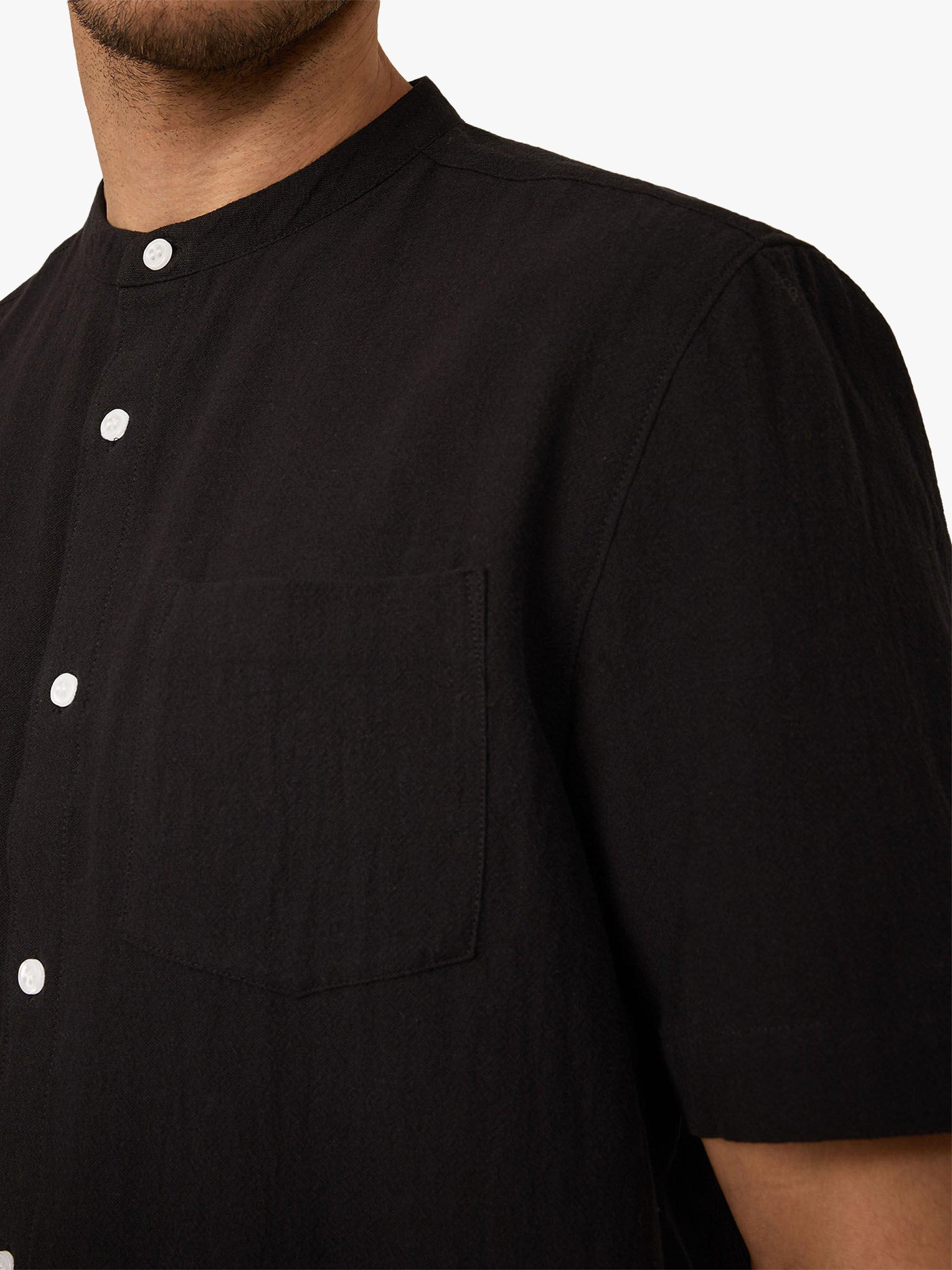 Product image 4 of 4, which shows Warehouse Organic Cotton Grandad Collar Shirt, Black, S