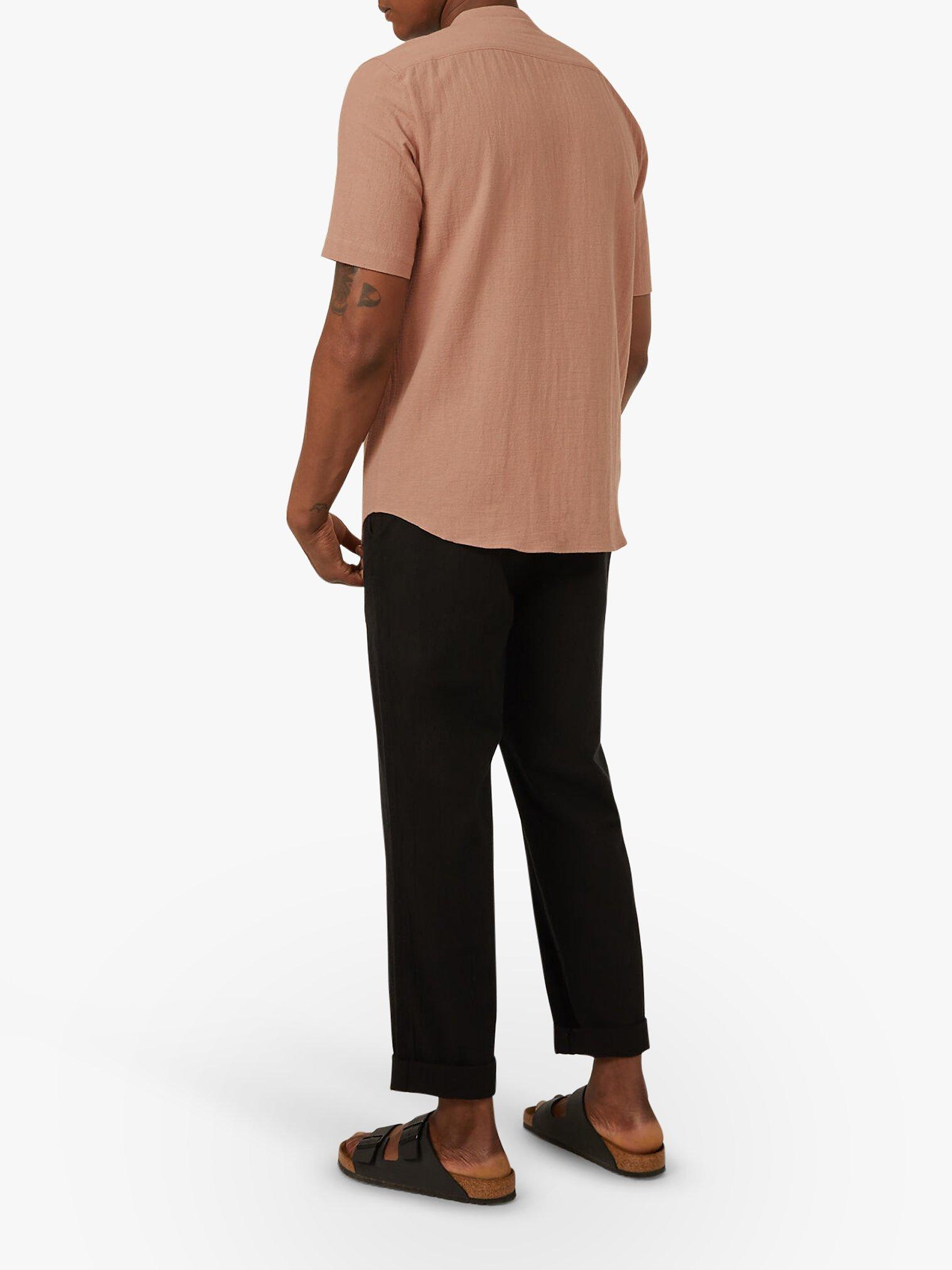 Product image 2 of 5, which shows Warehouse Organic Cotton Grandad Collar Shirt, Light Pink, XS