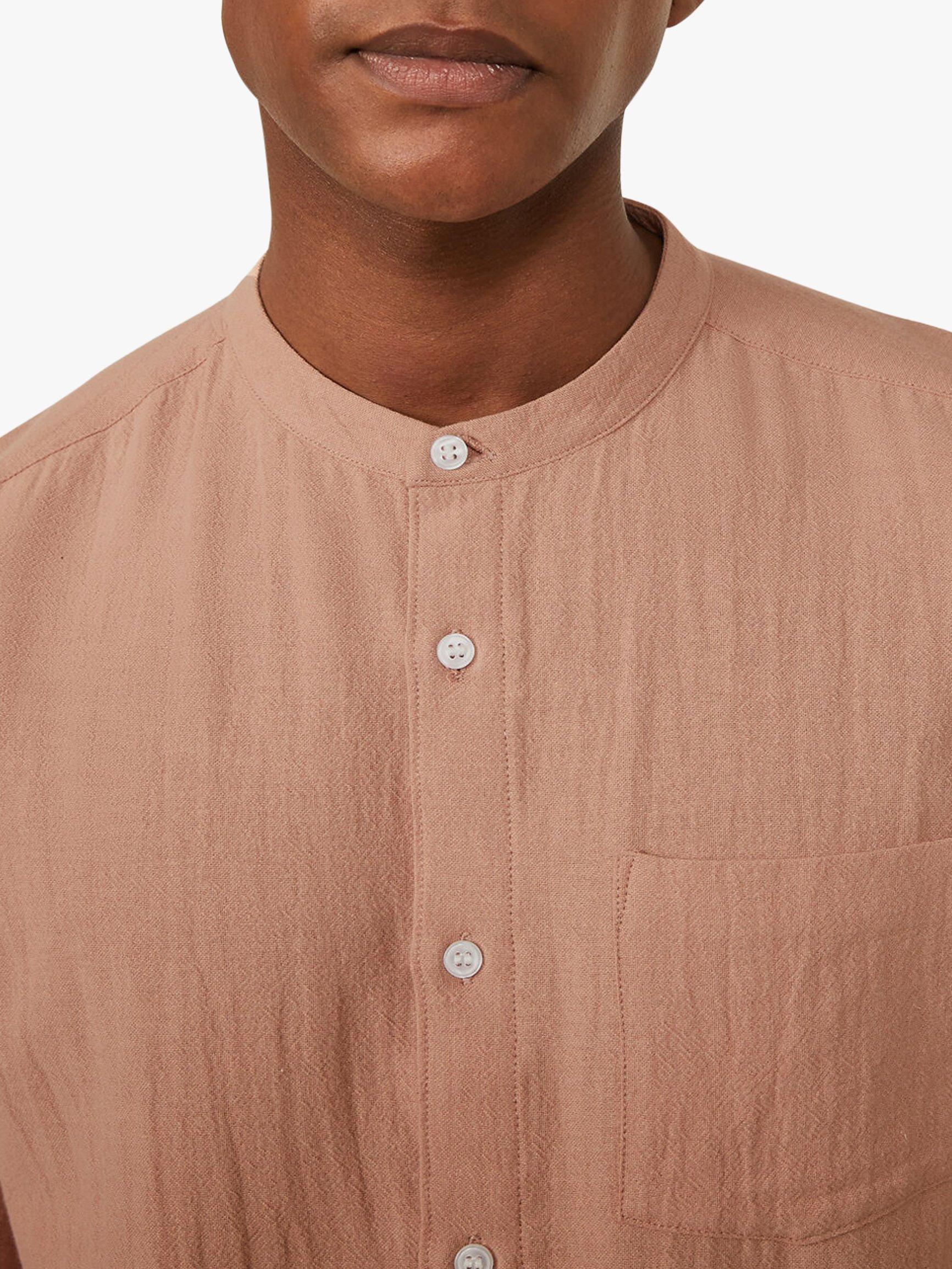 Product image 5 of 5, which shows Warehouse Organic Cotton Grandad Collar Shirt, Light Pink, XS